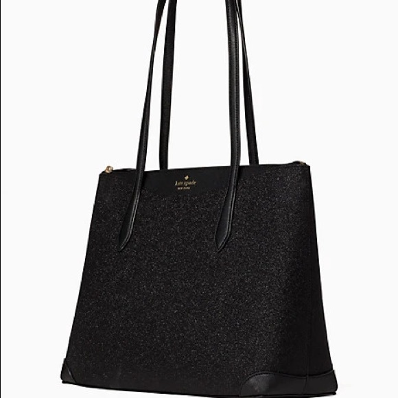 Kate Spade Joeley Lola Shimmy Glitter Top Zip Tote Shoulder Bag Black - Picture 3 of 4